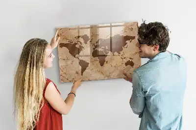 Magnetická popisovateľná tabuľa s motívom vintage mapy sveta