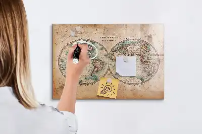 Magnetická popisovacia tabuľa v tvare mapy sveta