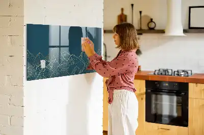 Magnetická popisovacia tabuľa s motívom náčrtu hôr