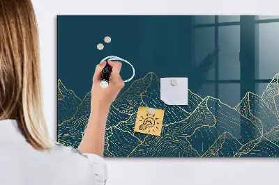 Magnetická popisovacia tabuľa s motívom náčrtu hôr