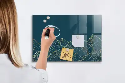 Magnetická popisovacia tabuľa s motívom náčrtu hôr