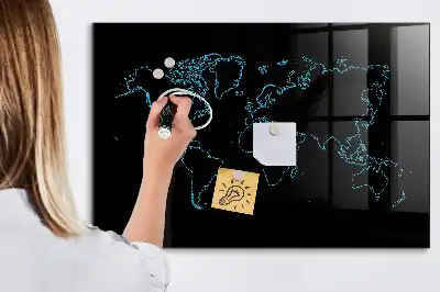Magnetická popisovateľná tabuľa s motívom obrysu mapy sveta