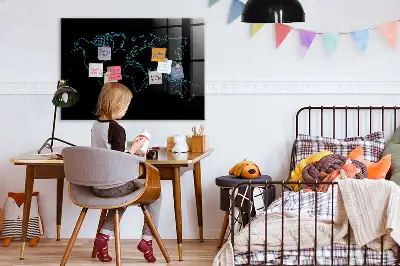 Magnetická popisovateľná tabuľa s motívom obrysu mapy sveta