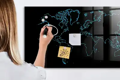 Magnetická popisovateľná tabuľa s motívom obrysu mapy sveta