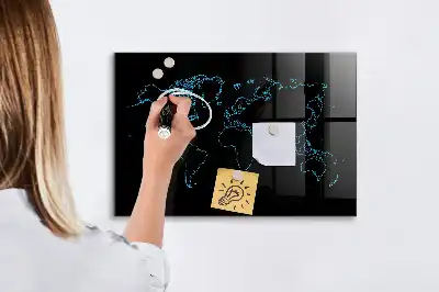 Magnetická popisovateľná tabuľa s motívom obrysu mapy sveta