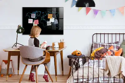 Magnetická popisovateľná tabuľa s motívom obrysu mapy sveta