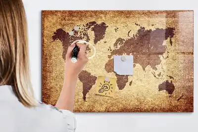 Magnetická popisovacia tabuľa s motívom starej mapy sveta