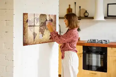 Magnetická popisovacia tabuľa s motívom starej mapy sveta