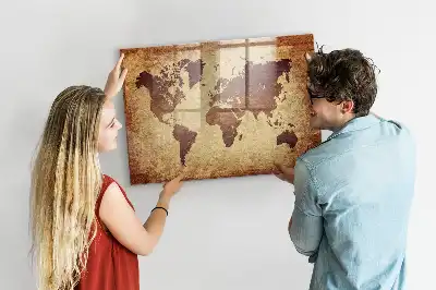 Magnetická popisovacia tabuľa s motívom starej mapy sveta