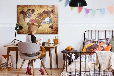 Magnetická popisovacia tabuľa s motívom starej mapy sveta