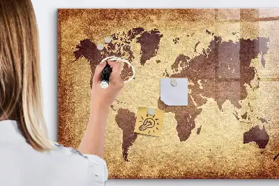 Magnetická popisovacia tabuľa s motívom starej mapy sveta
