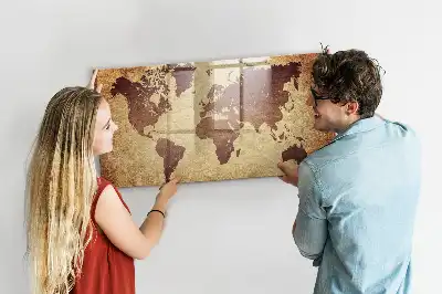 Magnetická popisovacia tabuľa s motívom starej mapy sveta
