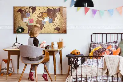Magnetická popisovacia tabuľa s motívom starej mapy sveta