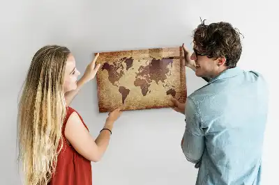 Magnetická popisovacia tabuľa s motívom starej mapy sveta