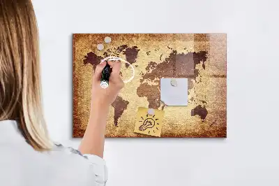 Magnetická popisovacia tabuľa s motívom starej mapy sveta