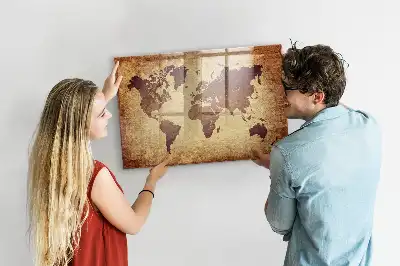 Magnetická popisovacia tabuľa s motívom starej mapy sveta