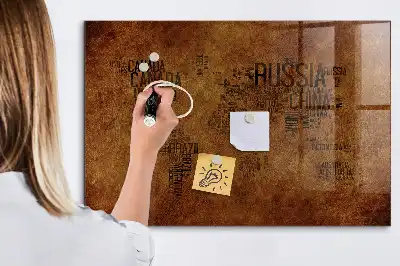 Magnetická popisovacia tabuľa mapa s názvami krajín