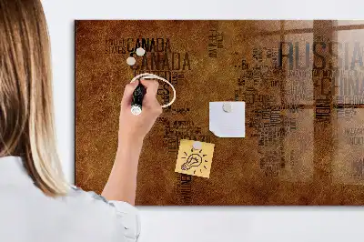 Magnetická popisovacia tabuľa mapa s názvami krajín