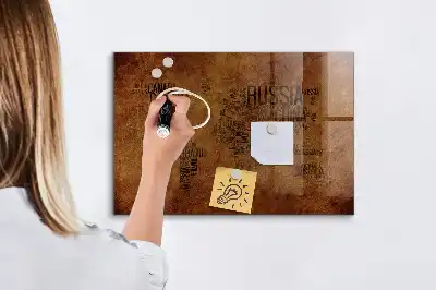 Magnetická popisovacia tabuľa mapa s názvami krajín