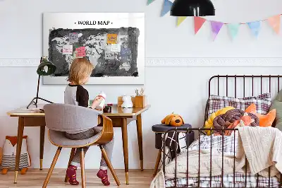 Magnetická popisovateľná tabuľa s motívom retro mapy sveta