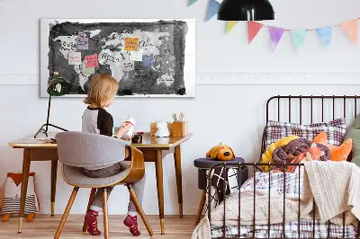 Magnetická popisovateľná tabuľa s motívom retro mapy sveta