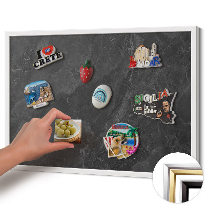 Magnetická tabuľa s bielym rámom Tmavá kamenná štruktúra