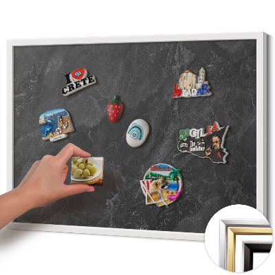 Magnetická tabuľa s bielym rámom Tmavá kamenná štruktúra