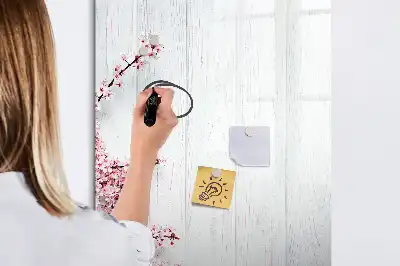 Magnetická kresliaca tabuľa s motívom kvety na dreve