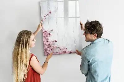 Magnetická kresliaca tabuľa s motívom kvety na dreve
