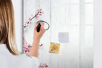 Magnetická kresliaca tabuľa s motívom kvety na dreve