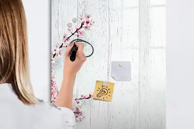 Magnetická kresliaca tabuľa s motívom kvety na dreve