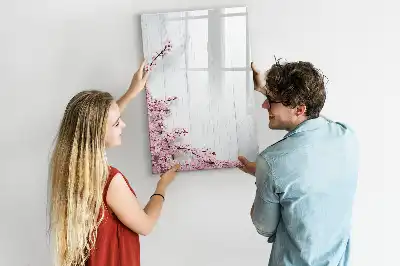 Magnetická kresliaca tabuľa s motívom kvety na dreve