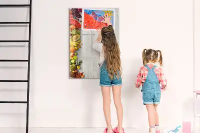 Magnetická tabuľa na kreslenie zelenina na dreve