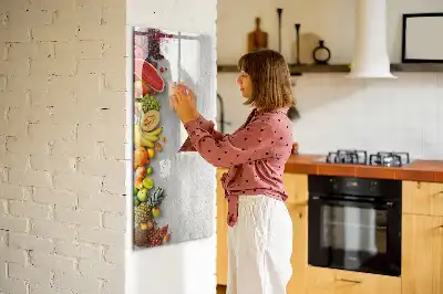 Magnetická tabuľa na kreslenie zelenina na dreve
