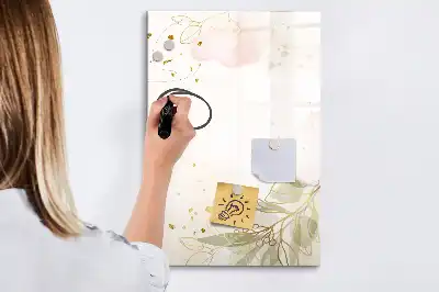 Magnetická kresliaca tabuľa zlatá zeleninová abstrakcia
