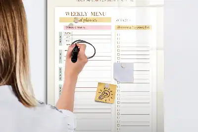 Magnetická tabuľa na kreslenie týždenný plán jedál