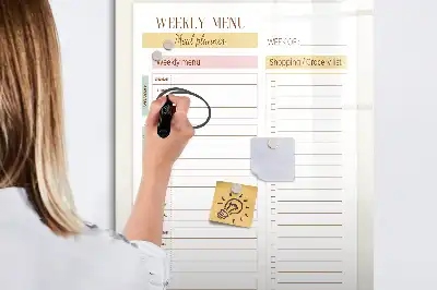 Magnetická tabuľa na kreslenie týždenný plán jedál