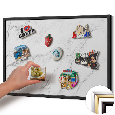 Magnetická tabuľa s čiernym rámom Jemný svetlý mramor