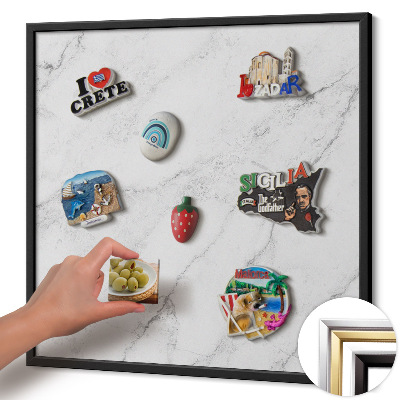 Magnetická tabuľa s čiernym rámom Jemný svetlý mramor