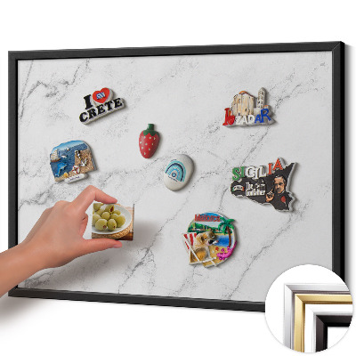 Magnetická tabuľa s čiernym rámom Jemný svetlý mramor