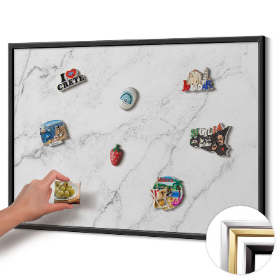 Magnetická tabuľa s čiernym rámom Jemný svetlý mramor