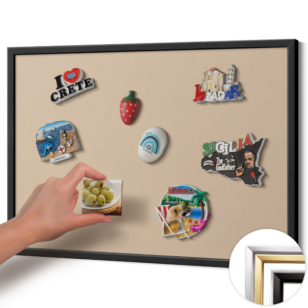 Magnetická tabuľa s čiernym rámom Béžová farba