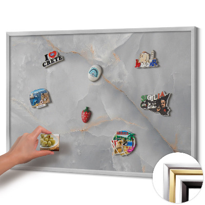 Magnetická tabuľa so strieborným rámom Elegantný dekoratívny mramor