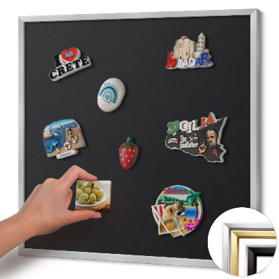 Magnetická tabuľa so strieborným rámom Čierna farba