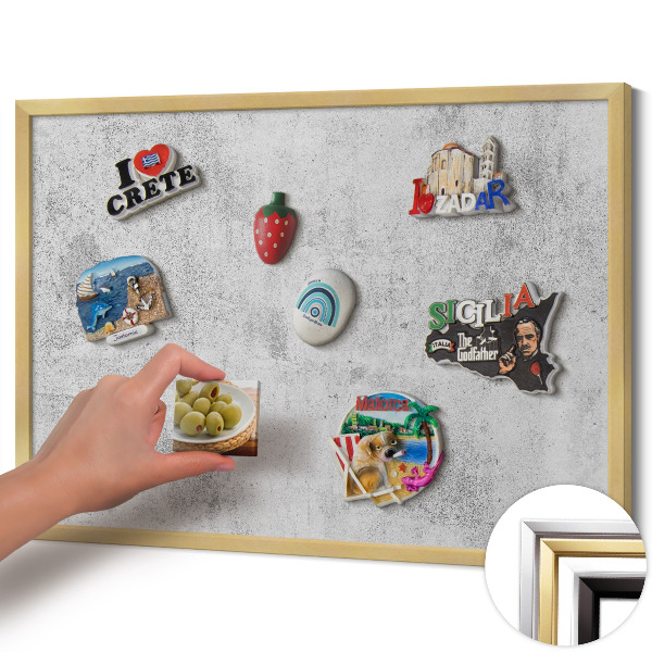 Magnetická tabuľa so zlatým rámom Opotrebovaná betónová textúra