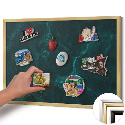 Magnetická tabuľa so zlatým rámom Fľaškovozelený mramor
