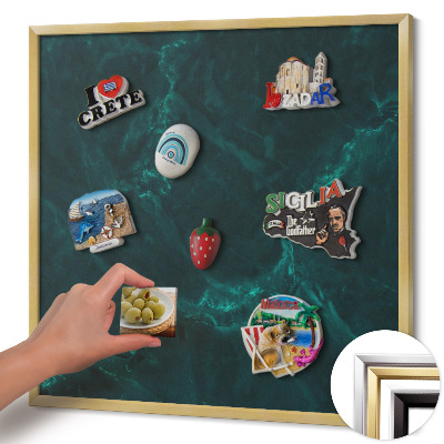 Magnetická tabuľa so zlatým rámom Fľaškovozelený mramor