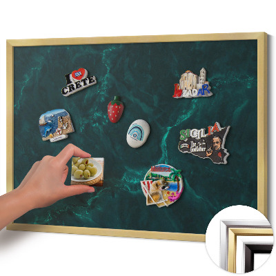 Magnetická tabuľa so zlatým rámom Fľaškovozelený mramor