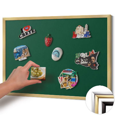 Magnetická tabuľa so zlatým rámom Tmavozelená farba