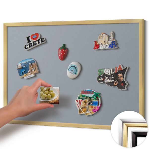Magnetická tabuľa so zlatým rámom Sivá farba